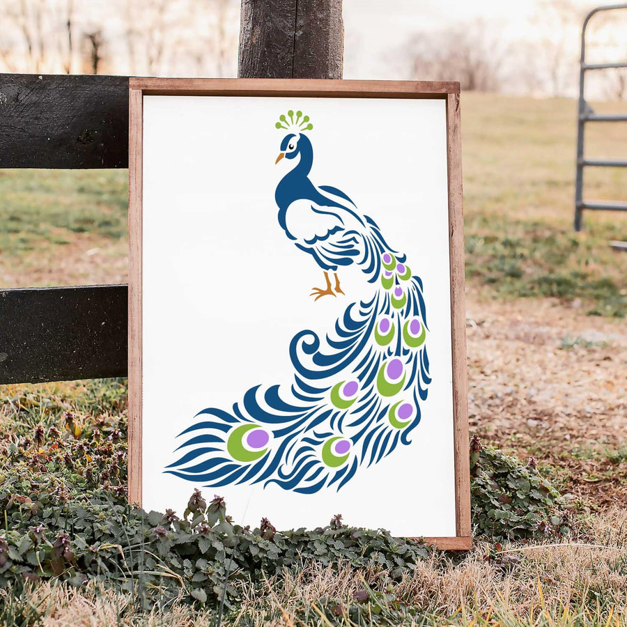 Peacock Reusable Stencil for Canvas and wall painting.ID#109 - imartdecor.com