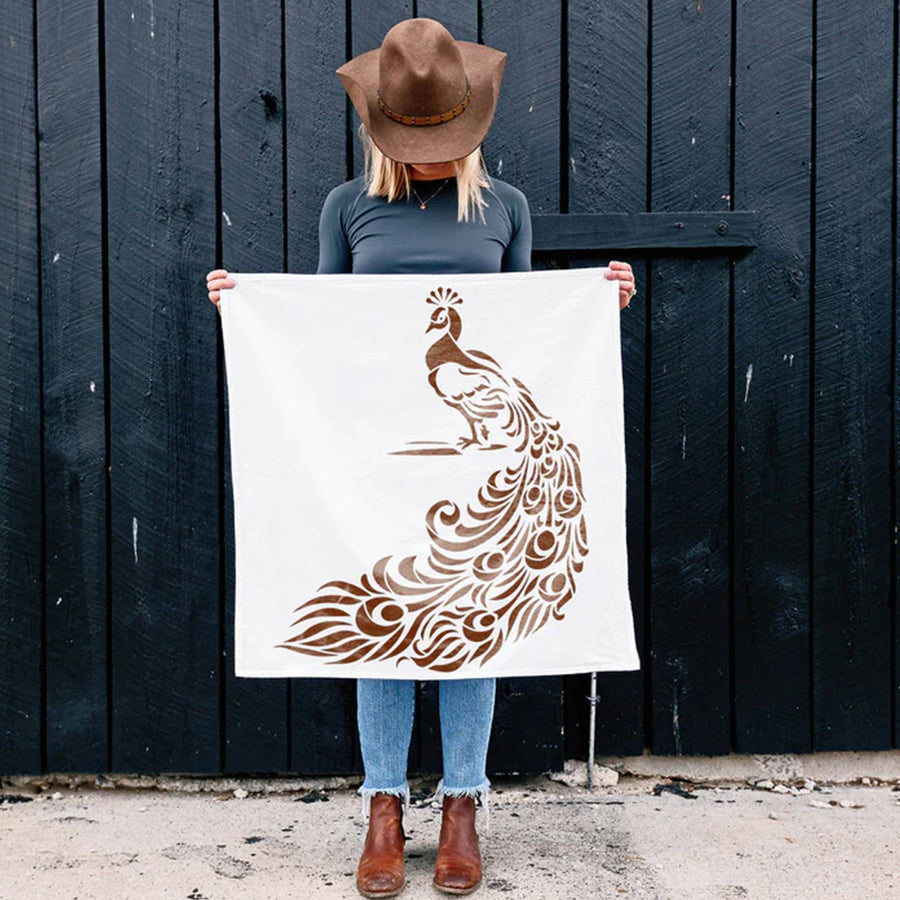 Peacock Reusable Stencil for Canvas and wall painting.ID#109 - imartdecor.com