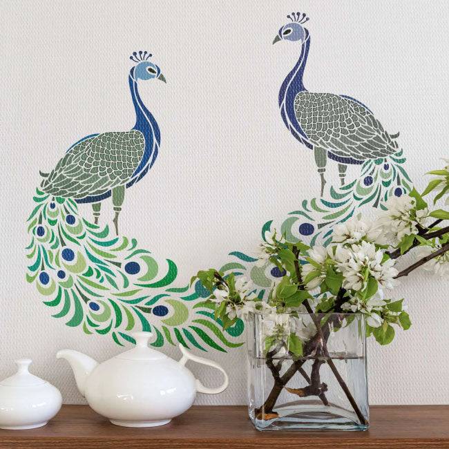 Peacock Reusable Stencil for Canvas and wall painting.ID#109 - imartdecor.com