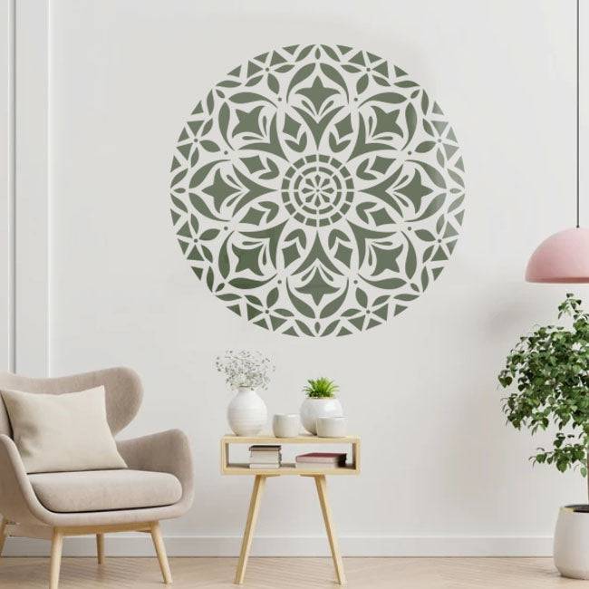 Round Floral Mandala Reusable Stencil For Canvas And Wall Painting.ID#138 - imartdecor.com