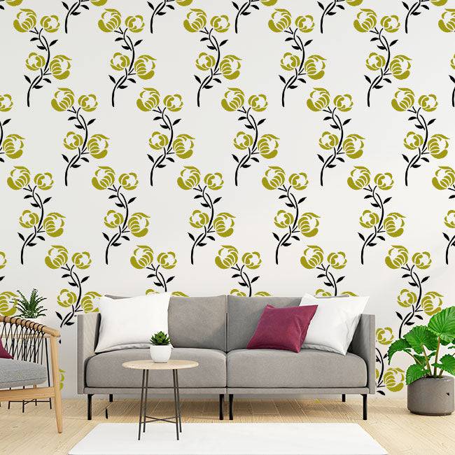 Popy Plant Flower Reusable Stencil for Canvas and wall painting.ID#20 - imartdecor.com