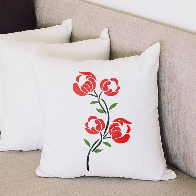 Popy Plant Flower Reusable Stencil for Canvas and wall painting.ID#20 - imartdecor.com