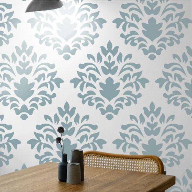 Crest Damask Reusable Stencil For Canvas And Wall Painting.ID#216 - imartdecor.com