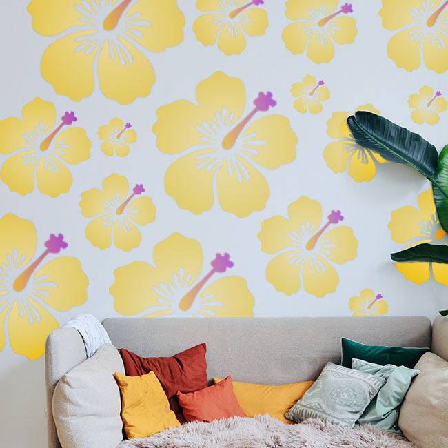 Hibiscus Flower Reusable Stencil for Canvas and wall painting.ID#32-2 - imartdecor.com
