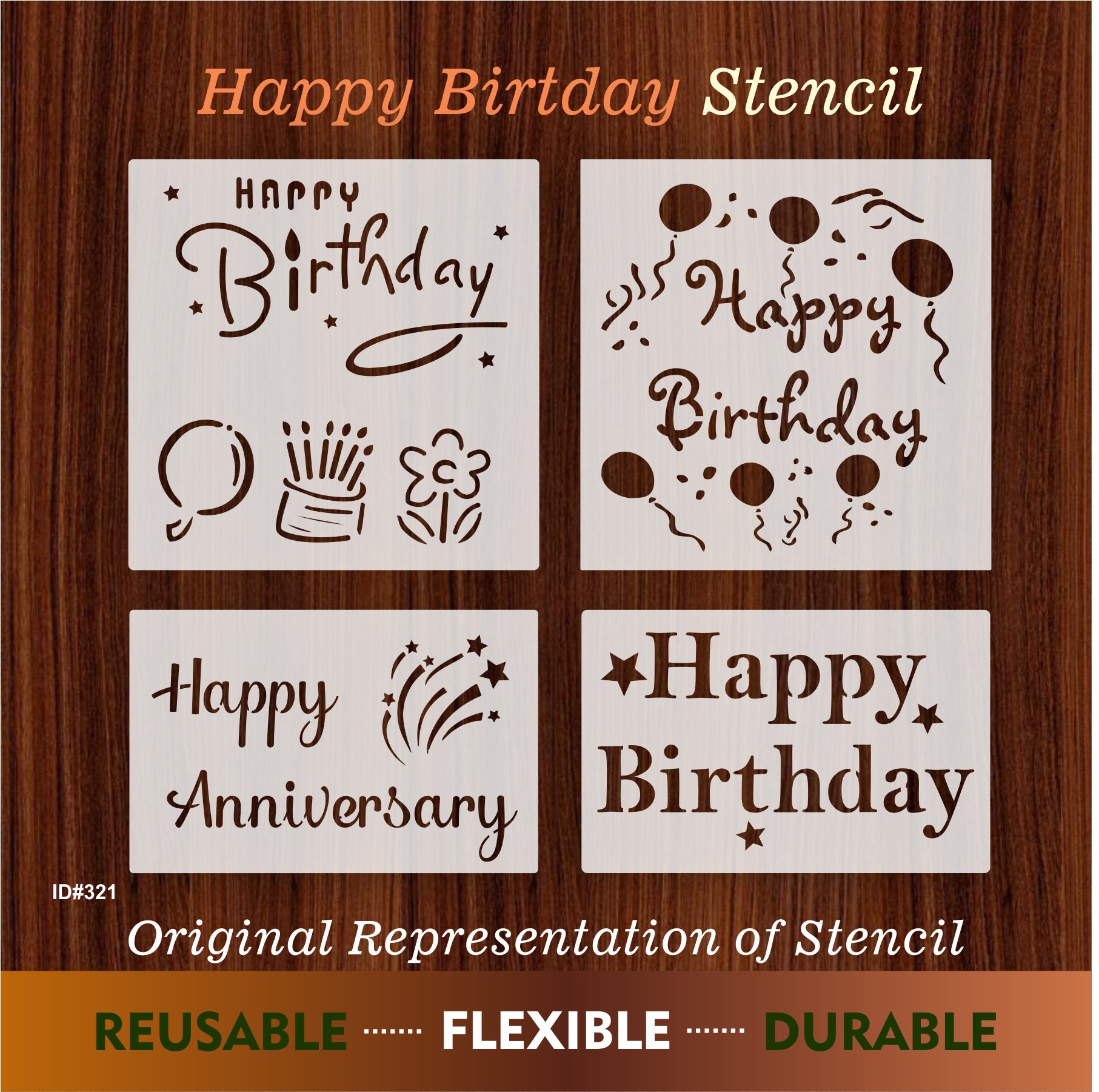 GORGECRAFT 12X12 Happy Birthday To You Stencil Cupcake Templates Reusable  Plastic Drawing Painting Stencils Template for Painting on Card Wall