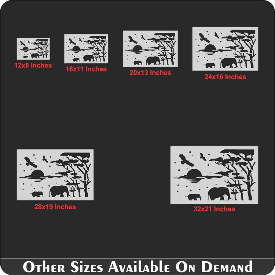 Elephant and Tree Reusable Stencil For Canvas And Wall Painting. ID #349 - imartdecor.com