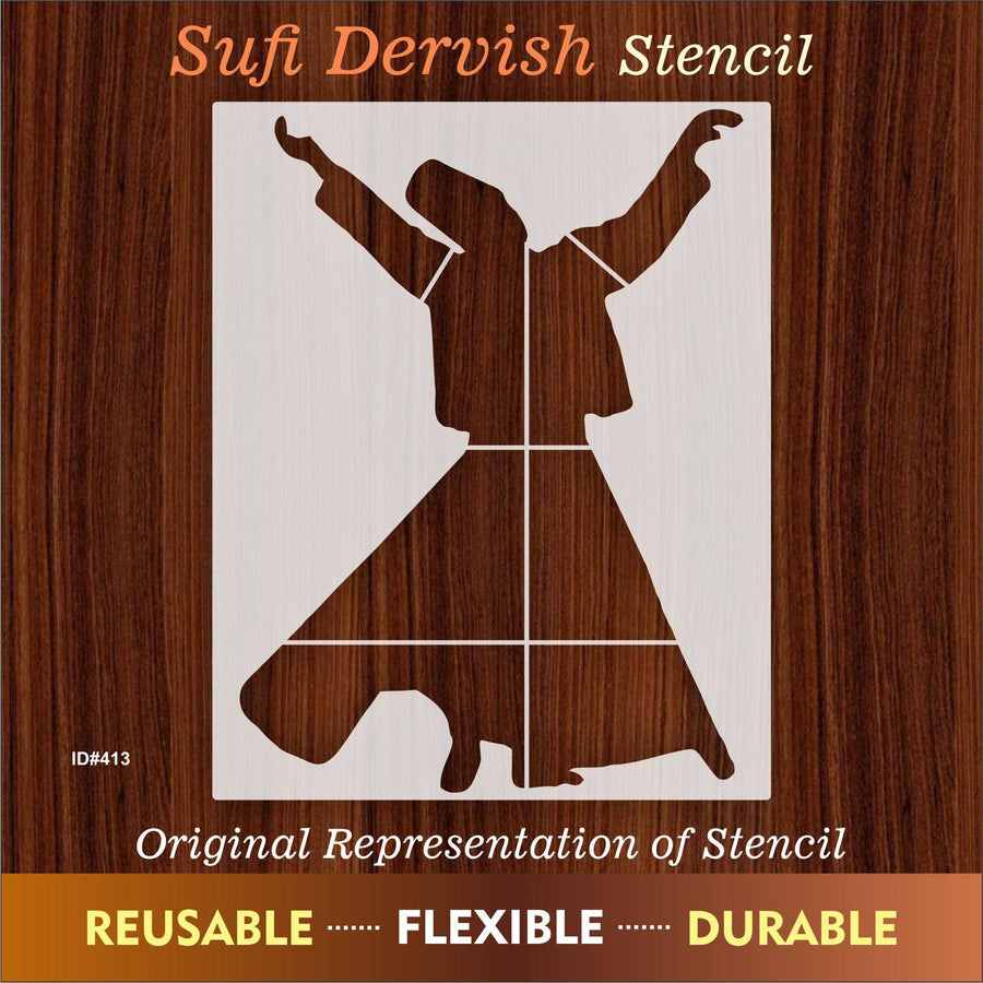 Sufi Dervish Reusable Stencil For Canvas And Wall Painting.ID# 413 - imartdecor.com