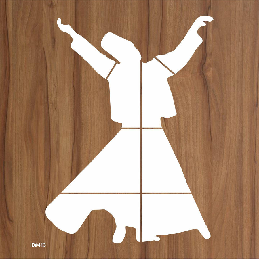 Sufi Dervish Reusable Stencil For Canvas And Wall Painting.ID# 413 - imartdecor.com