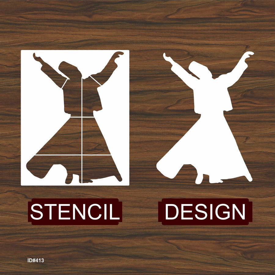 Sufi Dervish Reusable Stencil For Canvas And Wall Painting.ID# 413 - imartdecor.com