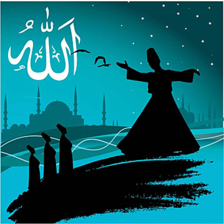 Sufi Dervish Reusable Stencil For Canvas And Wall Painting.ID# 413 - imartdecor.com