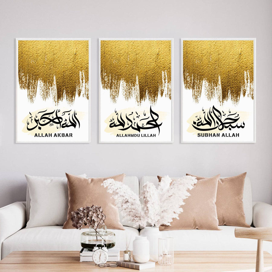 Pack Of 3 Tasbih Calligraphy Islamic Reusable Stencil for Canvas and wall painting.ID#4235 - imartdecor.com