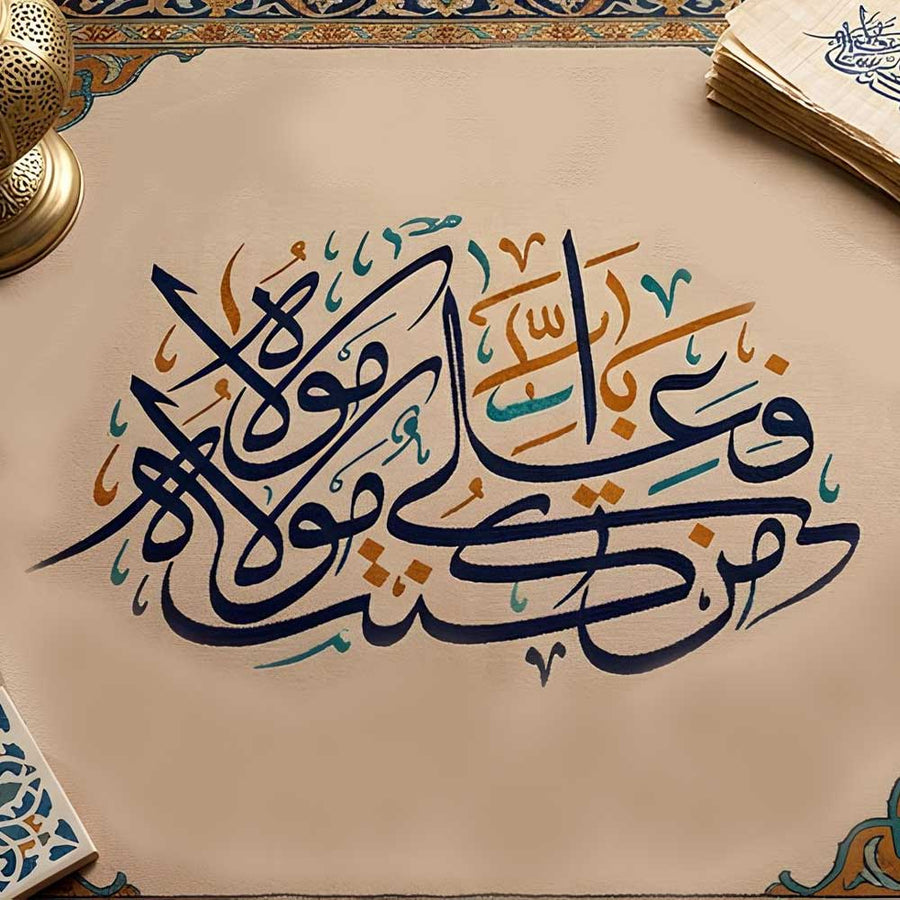 Man Kuntu Mawlahu Fa Aliyyun Mawlahu Arabic Calligraphy Stencil – ID# 4281 - imartdecor.com