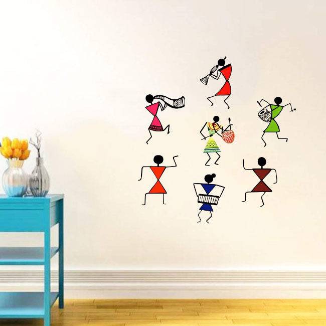 Tribal Bonfire Stencil | Warli Art Template for Wall Painting, Cards, and Paper Crafting. ID#4501 - imartdecor.com