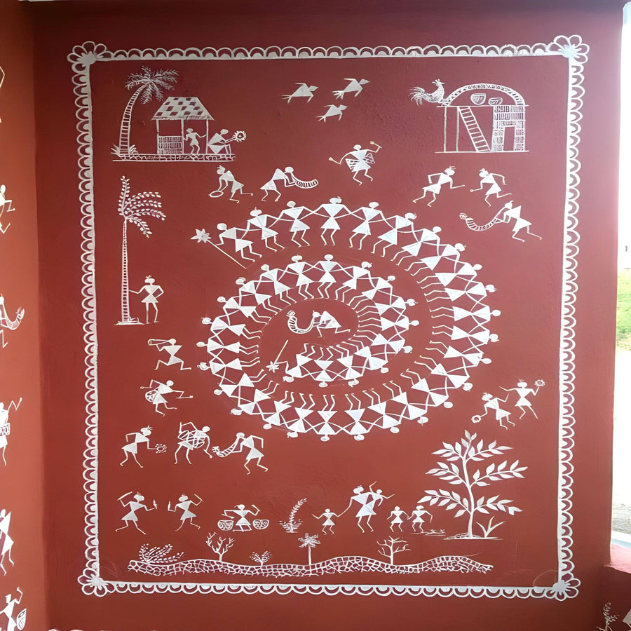 Warli Art Stencil | Tribal Folk Art Stencil for Wall Painting, Canvas, and Scrapbooking ID#4502 - imartdecor.com