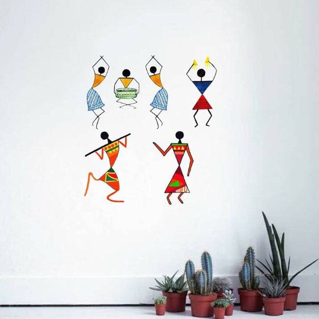 Warli Couple Bonfire Stencil | Tribal Art Stencil for Wall Painting, Scrapbooking, Embossing, Card Making ID#4506 - imartdecor.com