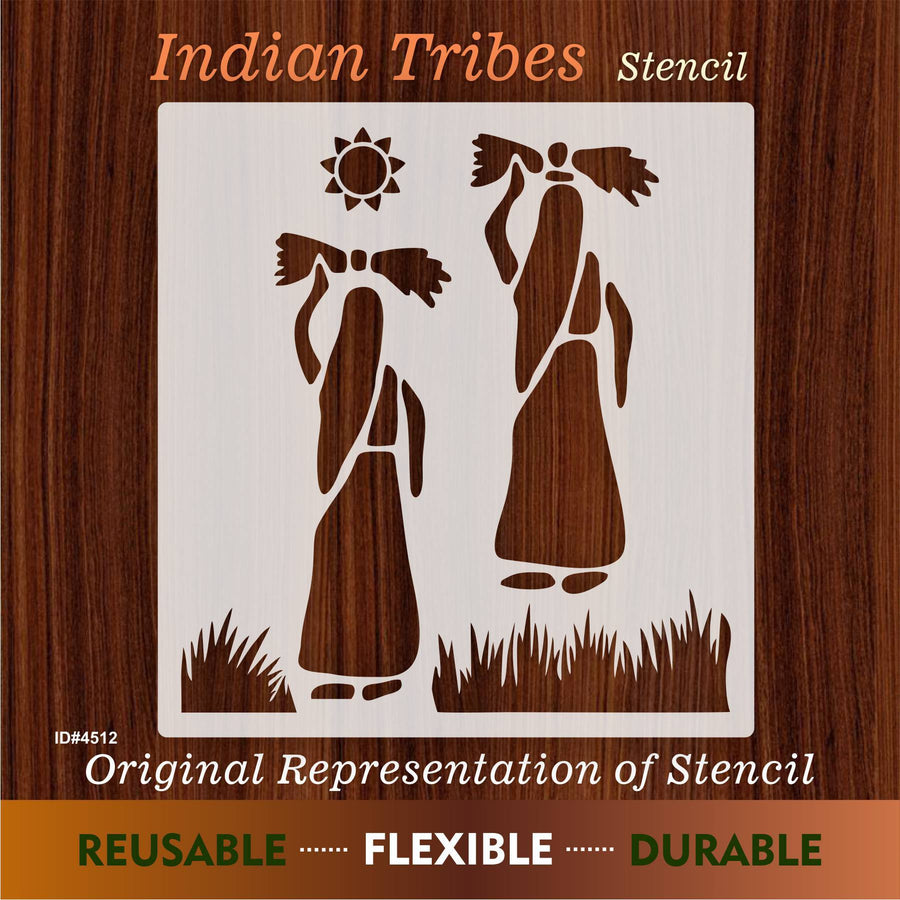 Indian Tribes Stencil Used for Painting on Wood, Canvas, Paper, Fabric, Floor, Wall. ID #4512 - imartdecor.com