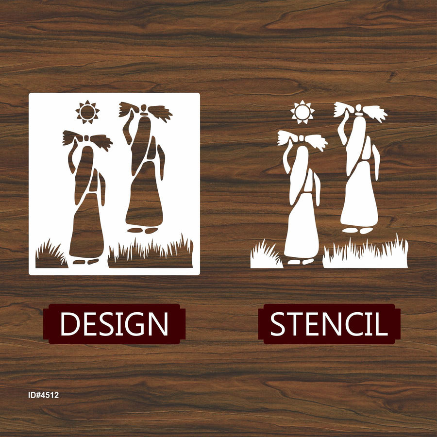 Indian Tribes Stencil Used for Painting on Wood, Canvas, Paper, Fabric, Floor, Wall. ID #4512 - imartdecor.com