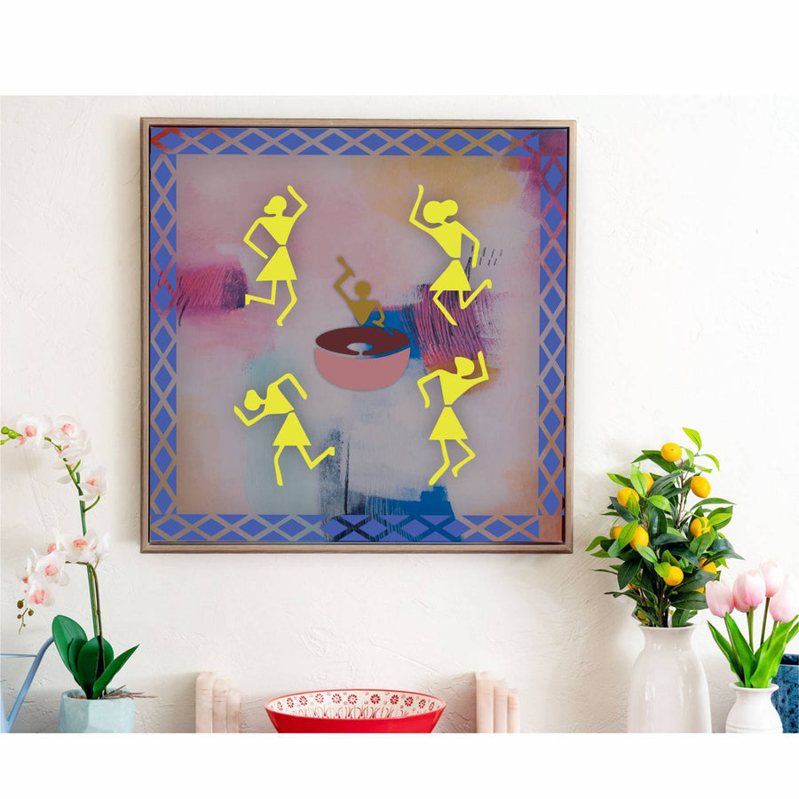 Dancing Warli Stencil for Painting on Canvas, Wall, Wood. ID #4514 - imartdecor.com