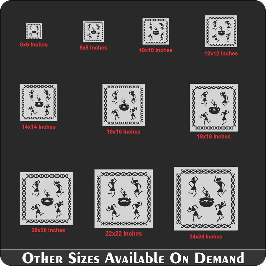 Dancing Warli Stencil for Painting on Canvas, Wall, Wood. ID #4514 - imartdecor.com