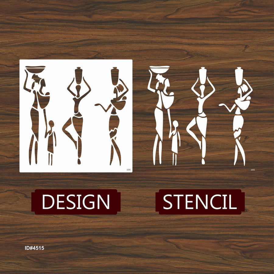 Trible Family with Small Kids Stencil for Painting on Canvas, Wall, Wood. ID #4515 - imartdecor.com