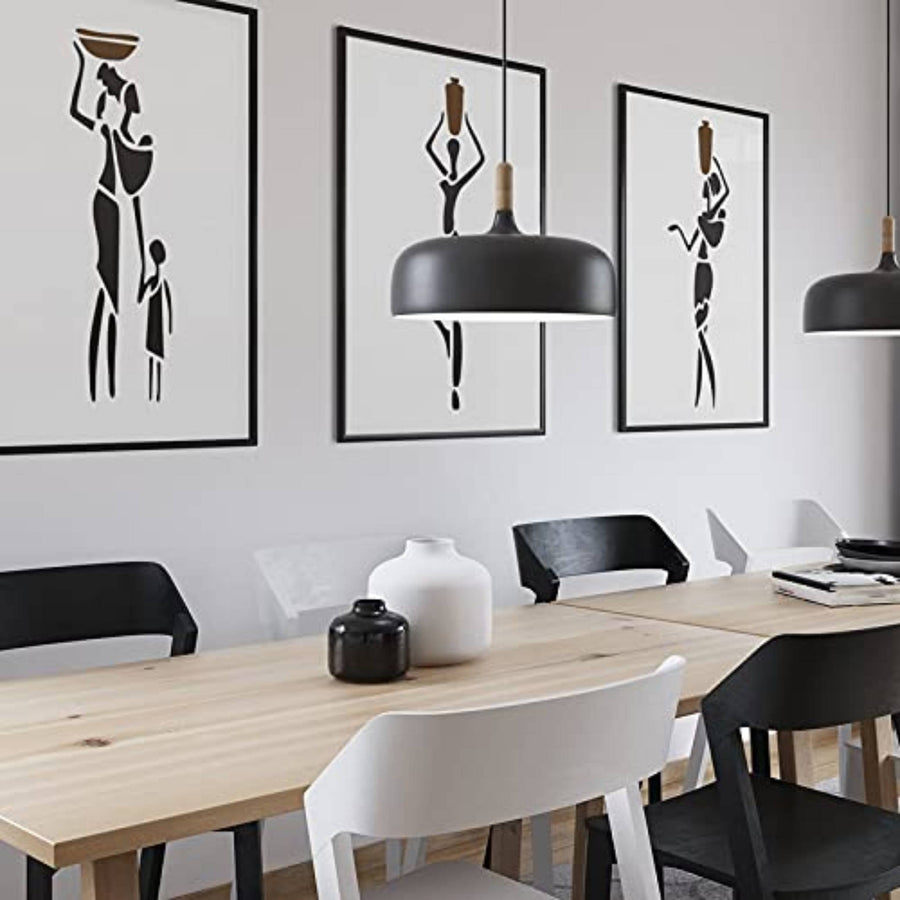 Trible Family with Small Kids Stencil for Painting on Canvas, Wall, Wood. ID #4515 - imartdecor.com