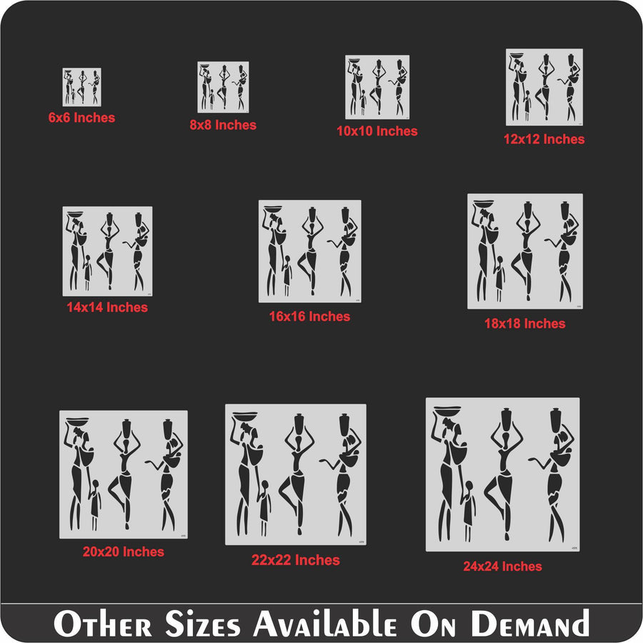 Trible Family with Small Kids Stencil for Painting on Canvas, Wall, Wood. ID #4515 - imartdecor.com