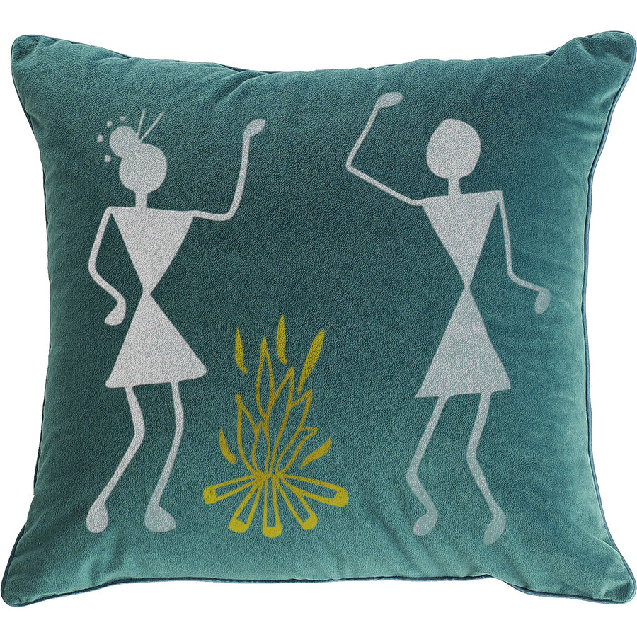 Warli Couple Near the Bornfire Stencil Wall Painting Scrapbooking Stamping Embossing Album Paper Card Template ID#4156 - imartdecor.com