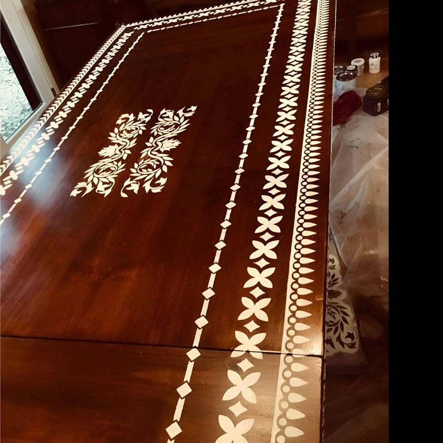 Indian Inlay (furniture and fabric) Reusable Stencil For Canvas And Wall Painting.ID #459 - imartdecor.com