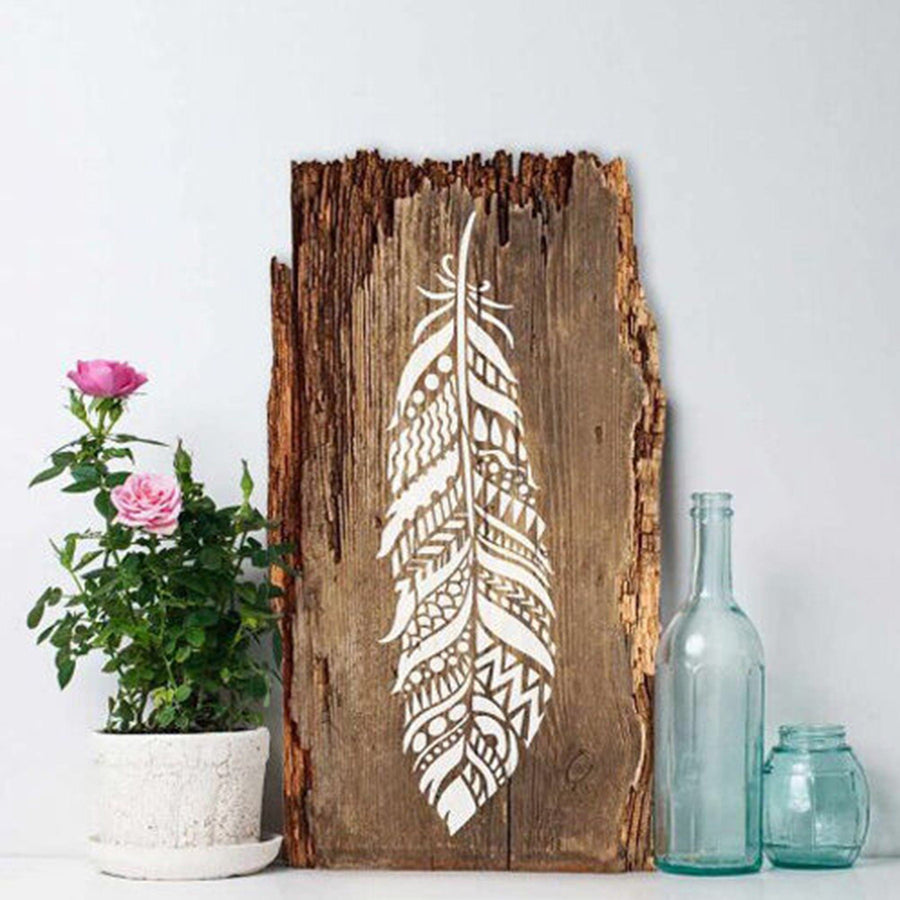 Mandala Feather Reusable Stencil For Canvas And Wall Painting.ID #464 - imartdecor.com