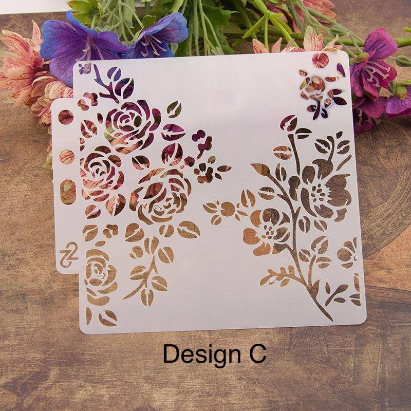 Pack of 4 Floral Reusable Stencil for Fabric , Canvas and wall painting.ID#04 - imartdecor.com
