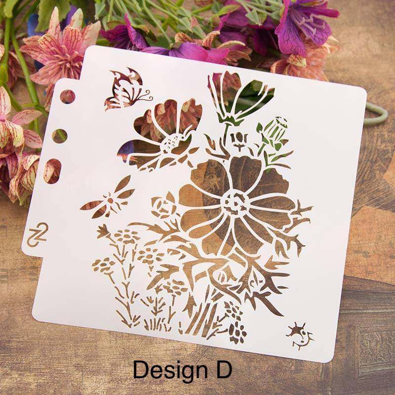 Pack of 4 Floral Reusable Stencil for Fabric , Canvas and wall painting.ID#04 - imartdecor.com