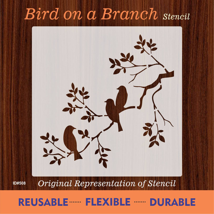 Birds On A Branch Wall Stencil Used for Wall, Wood, Fabrics Decoration Card Template. ID #508 - imartdecor.com