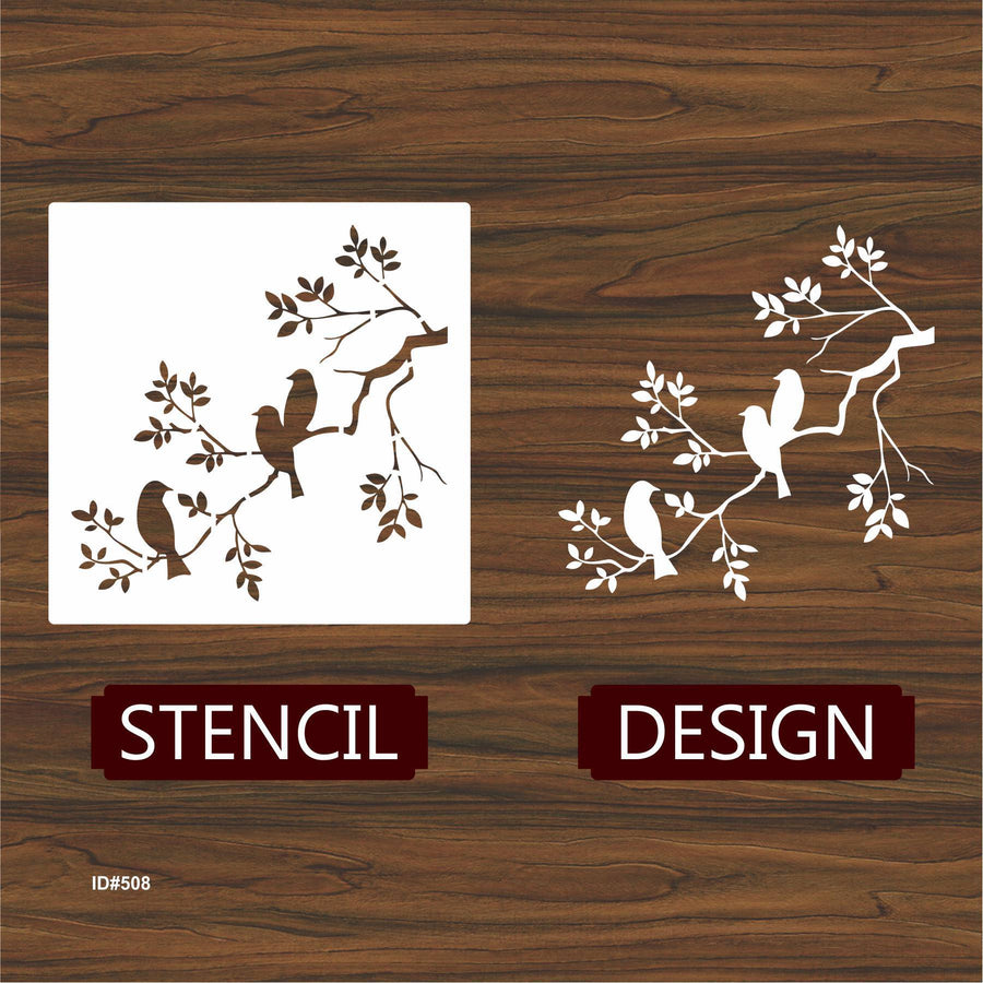 Birds On A Branch Wall Stencil Used for Wall, Wood, Fabrics Decoration Card Template. ID #508 - imartdecor.com