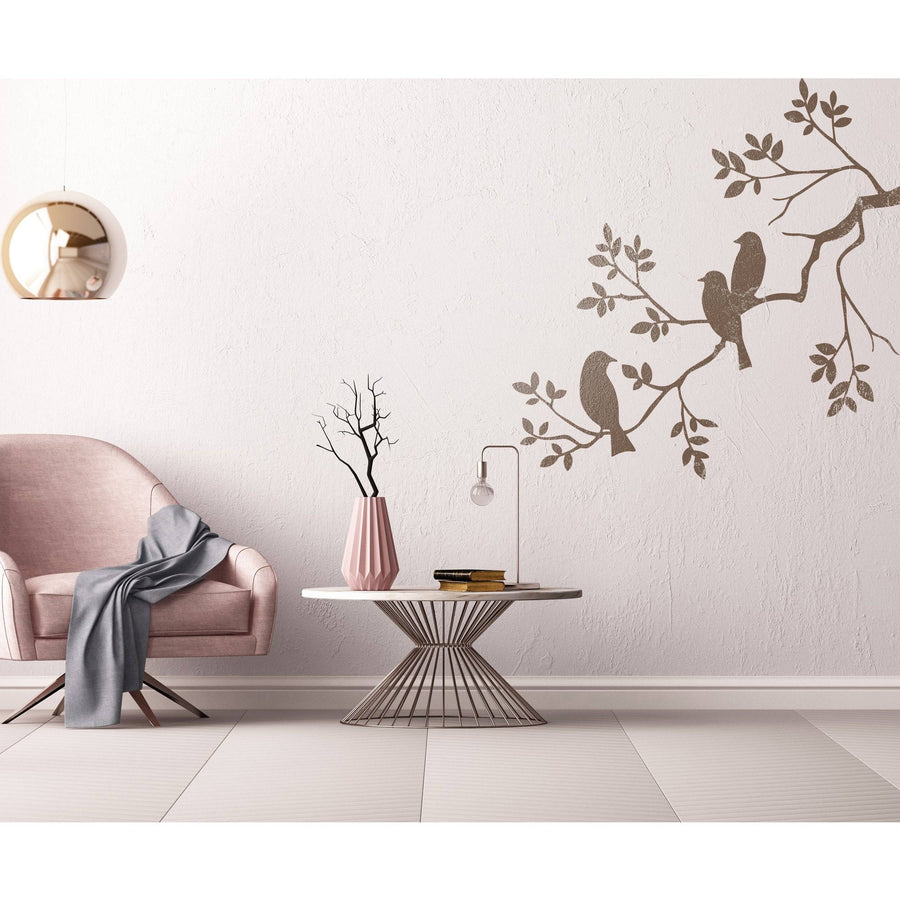 Birds On A Branch Wall Stencil Used for Wall, Wood, Fabrics Decoration Card Template. ID #508 - imartdecor.com
