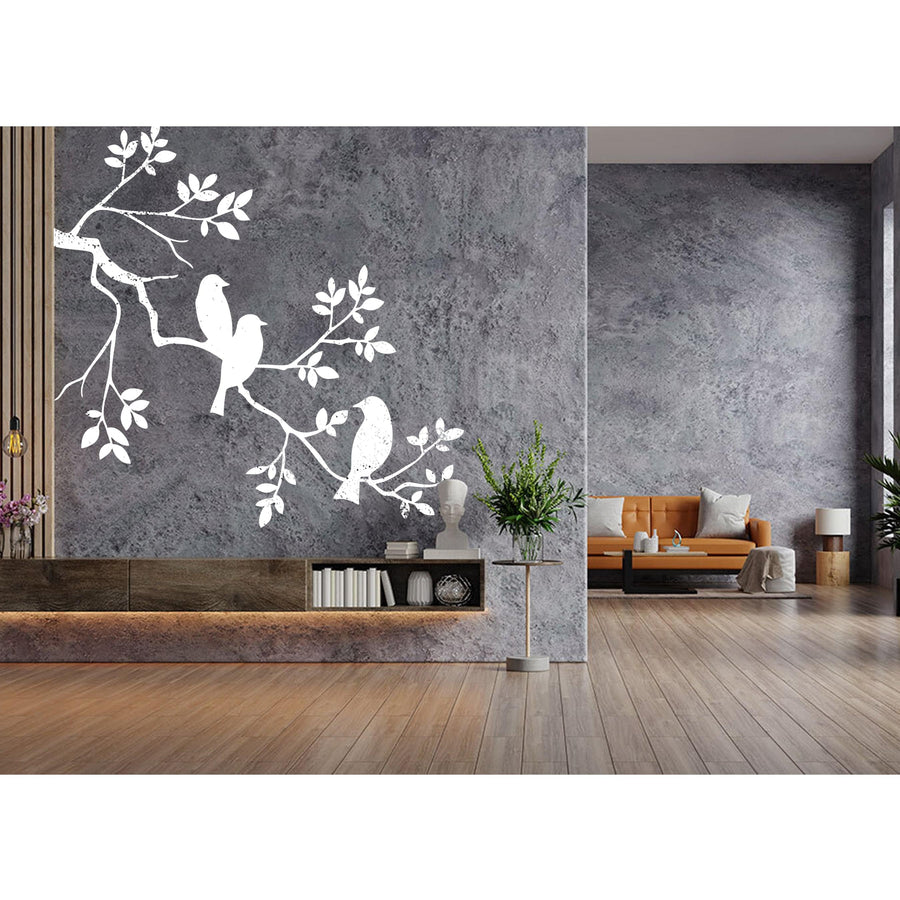 Birds On A Branch Wall Stencil Used for Wall, Wood, Fabrics Decoration Card Template. ID #508 - imartdecor.com