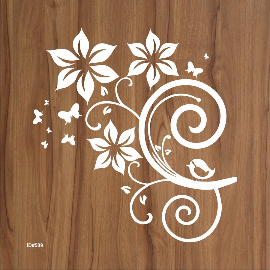 Fashion Vine Flower Butterfly Stencil Used For Wall, Wood and Fabric. ID #509 - imartdecor.com
