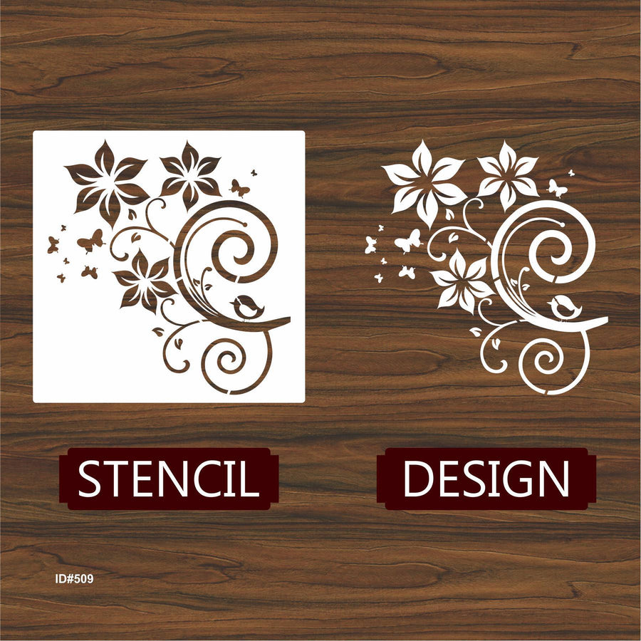 Fashion Vine Flower Butterfly Stencil Used For Wall, Wood and Fabric. ID #509 - imartdecor.com