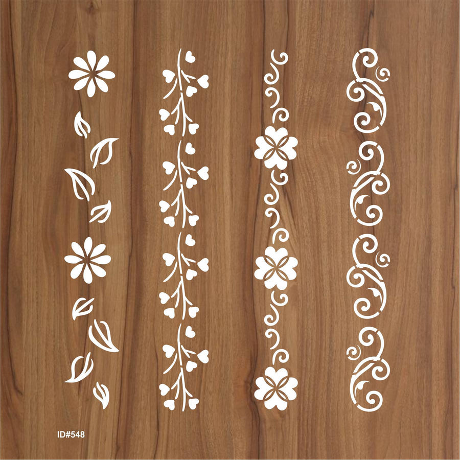 Flower Border Stencil Stamping Photo Album Embossing Paper Card on Wood Fabric Wall. ID #548 - imartdecor.com