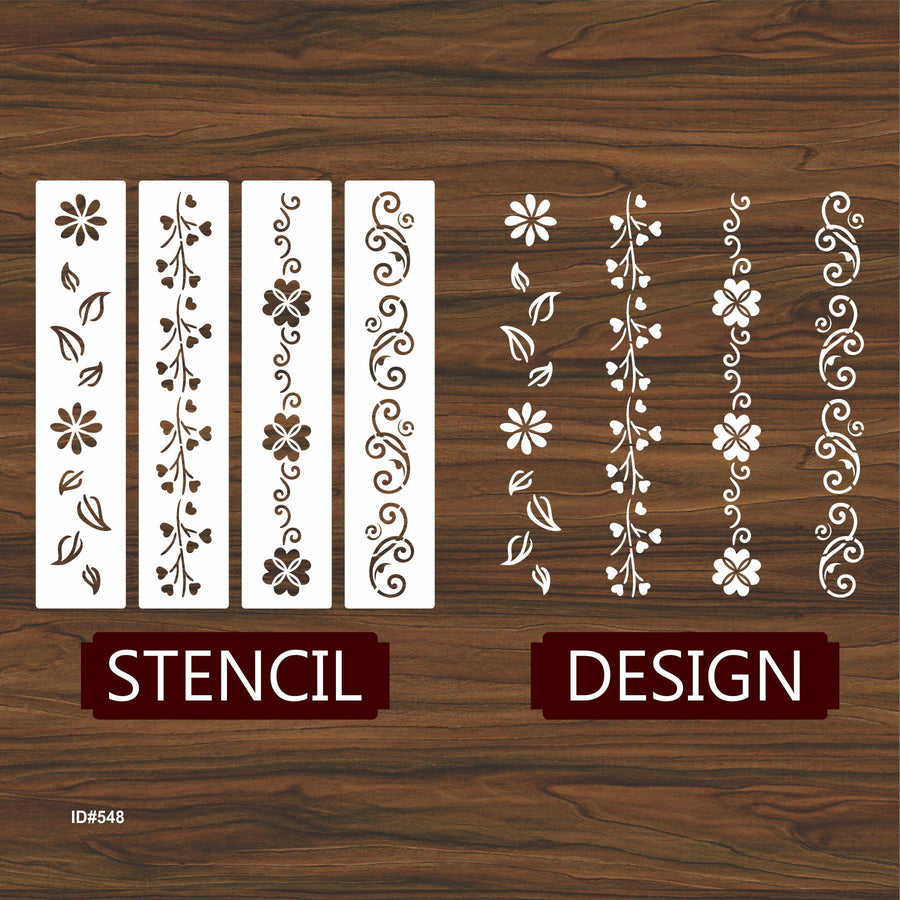 Flower Border Stencil Stamping Photo Album Embossing Paper Card on Wood Fabric Wall. ID #548 - imartdecor.com