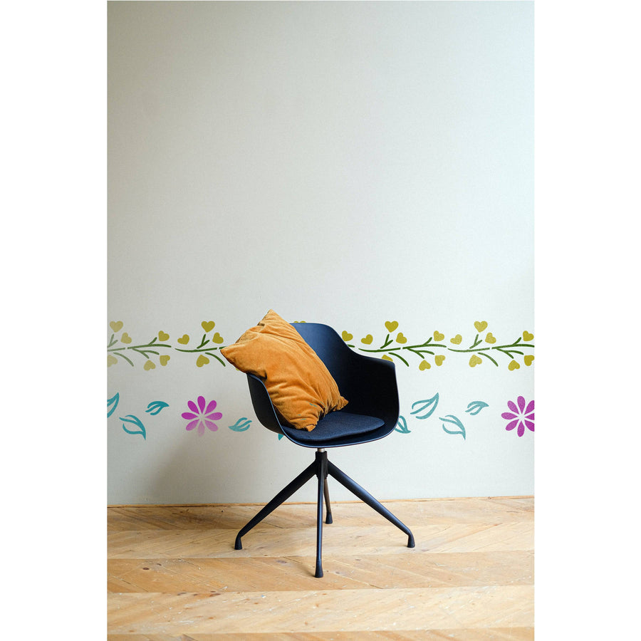 Flower Border Stencil Stamping Photo Album Embossing Paper Card on Wood Fabric Wall. ID #548 - imartdecor.com