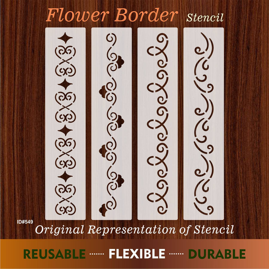 Flower Border Stencil Stamping Photo Album Embossing Paper Card on Wood Fabric Wall. ID #549 - imartdecor.com