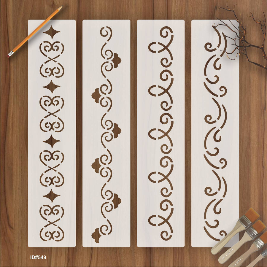 Flower Border Stencil Stamping Photo Album Embossing Paper Card on Wood Fabric Wall. ID #549 - imartdecor.com
