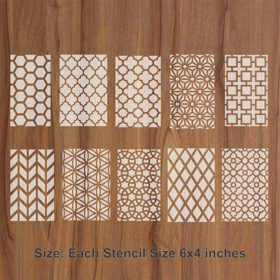 The Geometric Elegance Bundle- 10 Stencils for crafts, walls, furniture, or fabric design - imartdecor.com