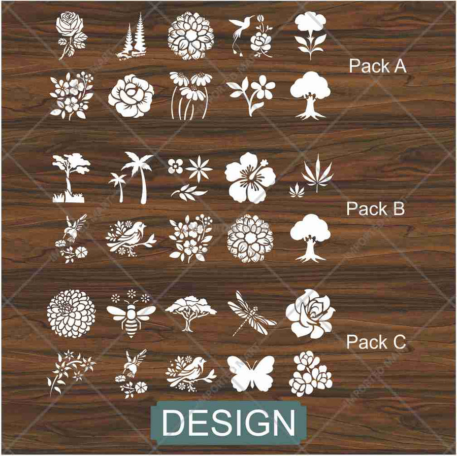 Pack of 10Pcs Nature Inspired Wall Art Stencils | Painting and Scrapbooking ID#643 - imartdecor.com