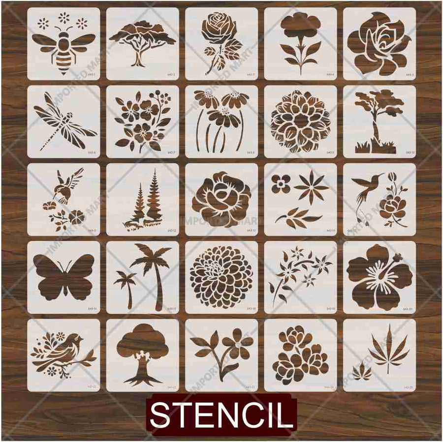 25Pcs Floral Fantasy & Nature Shapes Stencils for Art and Craft & Painting - imartdecor.com