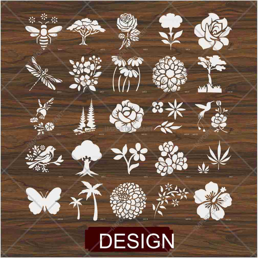 25Pcs Floral Fantasy & Nature Shapes Stencils for Art and Craft & Painting - imartdecor.com