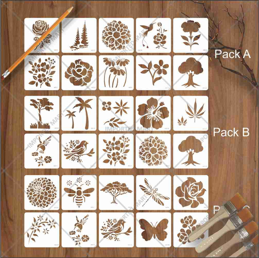 Pack of 10Pcs Nature Inspired Wall Art Stencils | Painting and Scrapbooking ID#643 - imartdecor.com