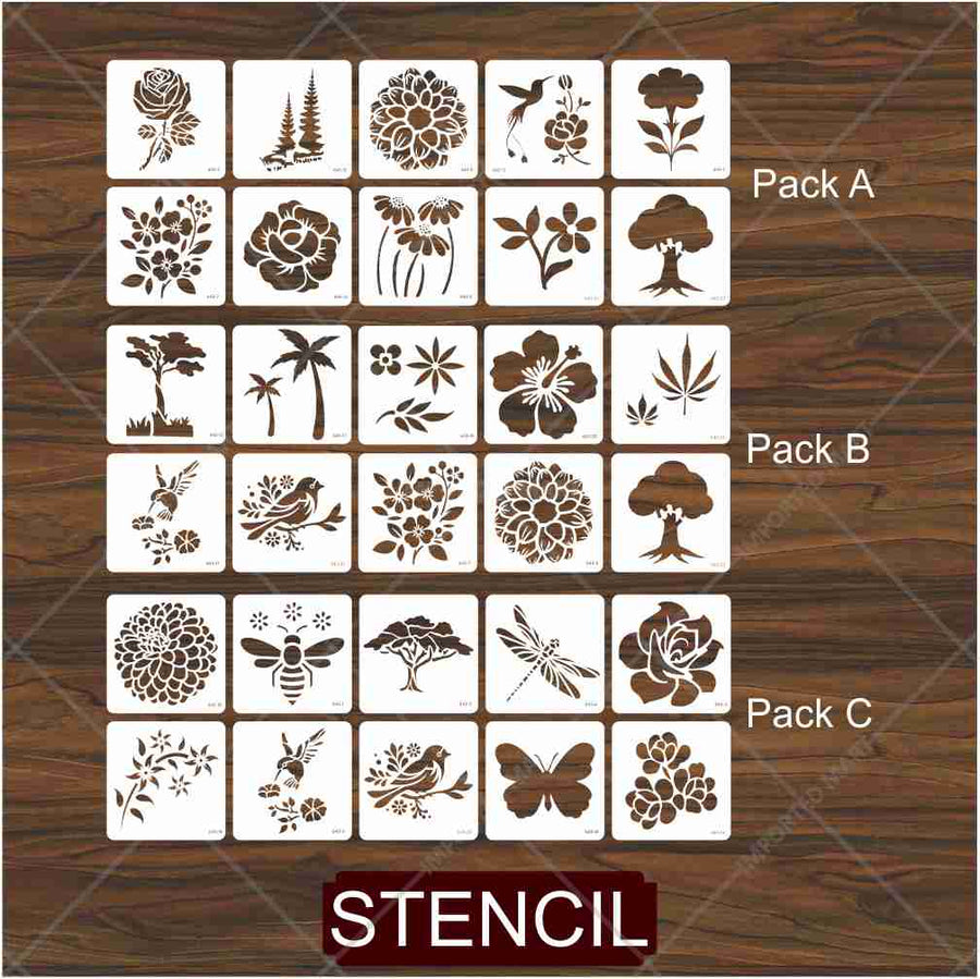 Pack of 10Pcs Nature Inspired Wall Art Stencils | Painting and Scrapbooking ID#643 - imartdecor.com