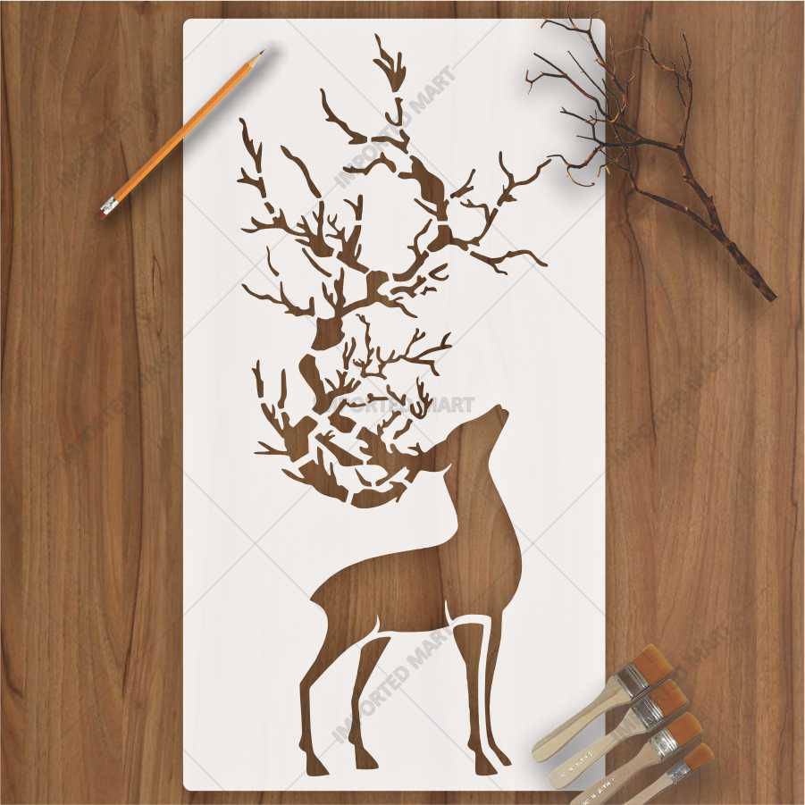 Deer Stag Stencil By Laser Chimp - 190 Micron Mylar Sheet For Shabby Chic & Wall Art