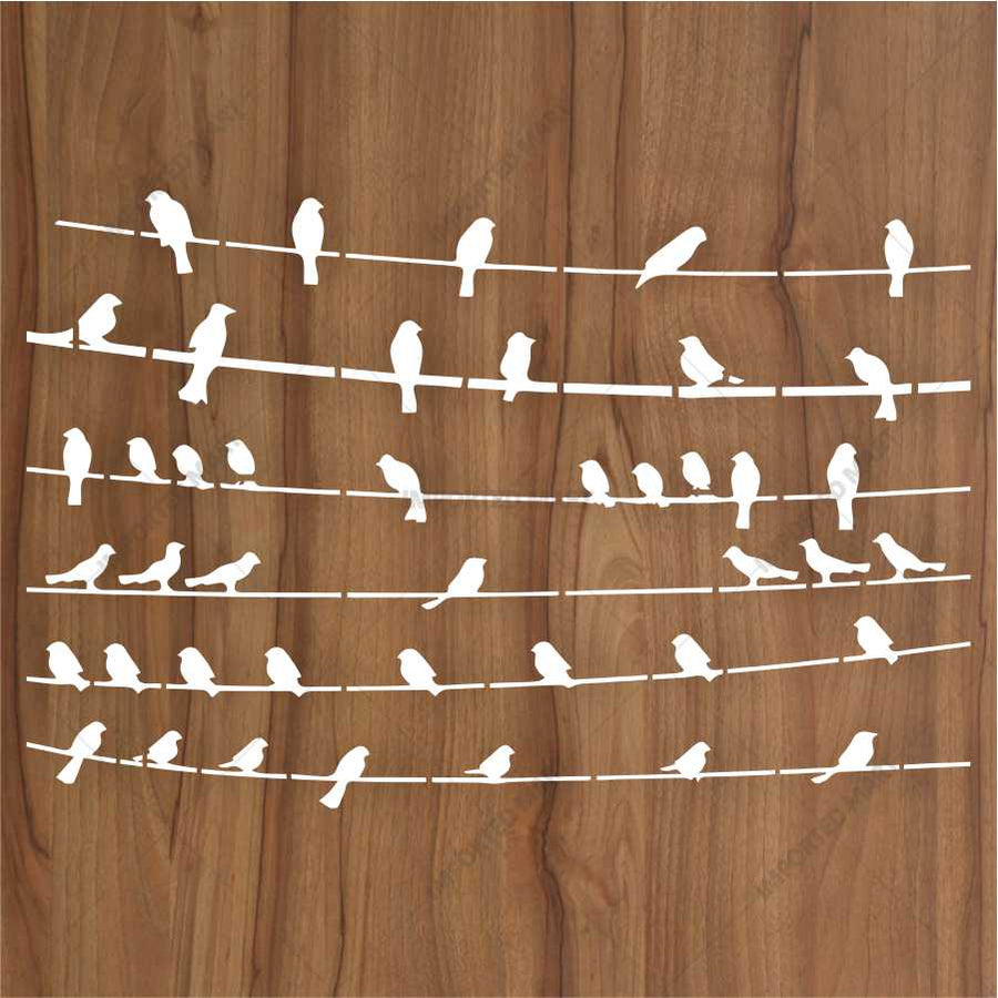 Birds Sitting Stencil for Wall, Wood & Fabric Art β Flying Bird Line Design β ID# 658 - imartdecor.com